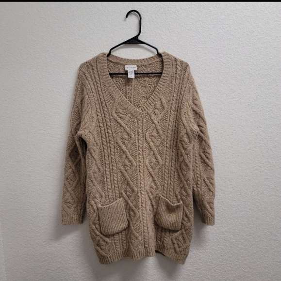 Soft Surroundings Sweaters - Soft Surroundings Cable Knit Wool & Cashmere Taupe Beige Sweater Tunic size M